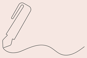 Obraz premium Continuous one line drawing of pen writing symbol outline vector illustration 