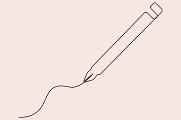 Continuous one line drawing of pen writing symbol outline vector illustration
