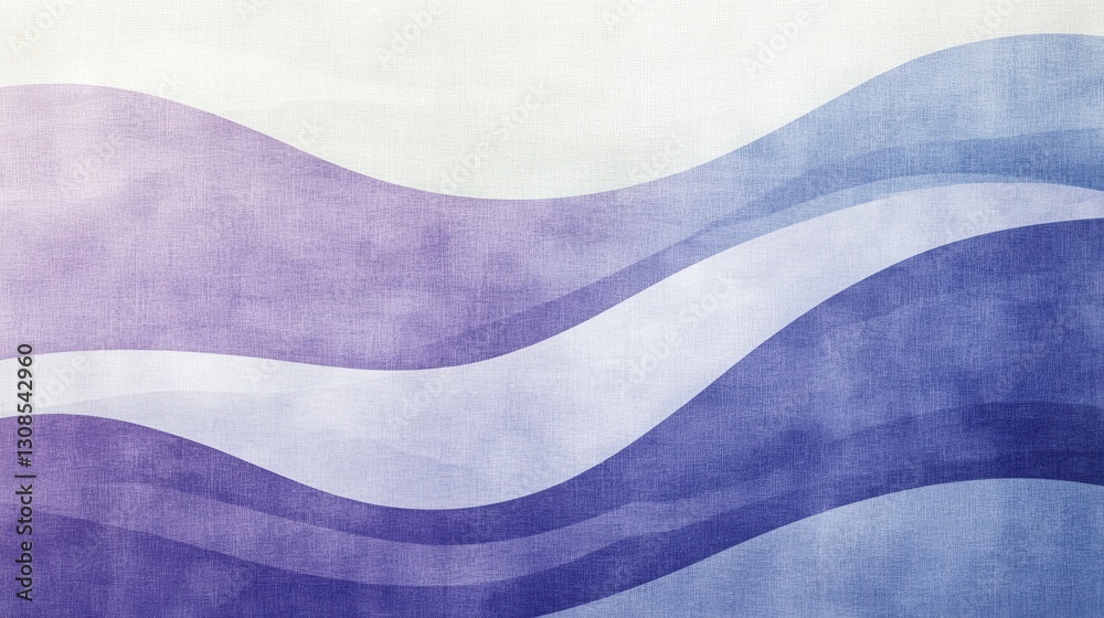 Poster Elegant pencil strokes create a smooth gradient with flowing curves in soft purple and blue hues across the canvas