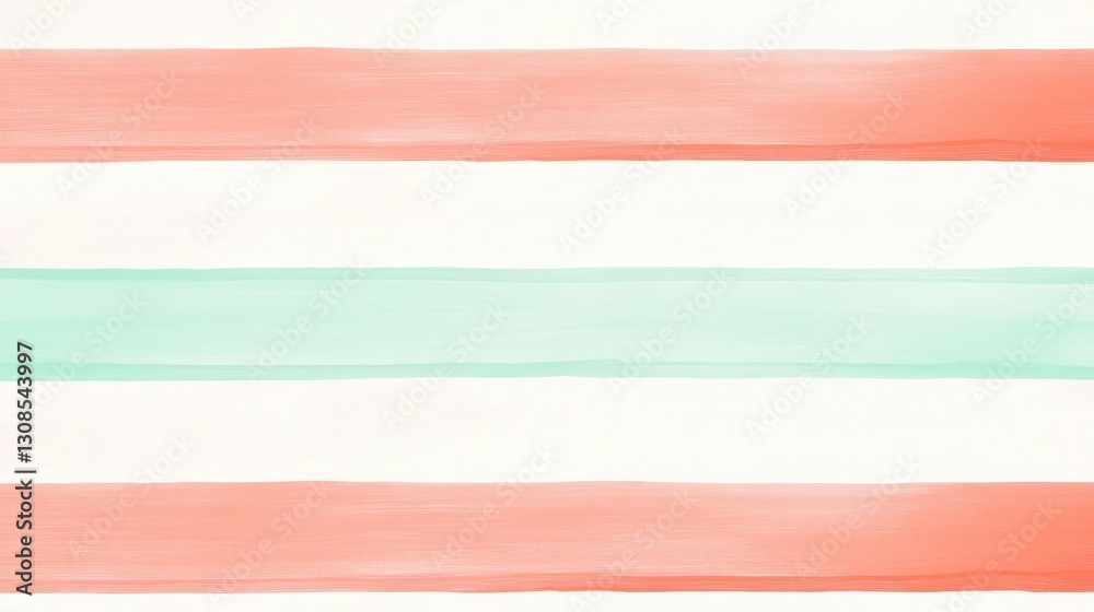 Poster elegant pastel coral and mint horizontal lines create a soft, soothing backdrop for decorative desig