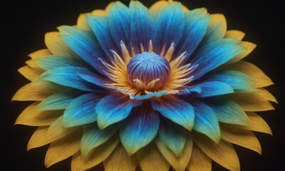 Romantic Lotus Flower with Water Drops on Black Background