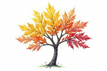 Fototapeta premium Single branch of deciduous tree on white background, spring, leafy