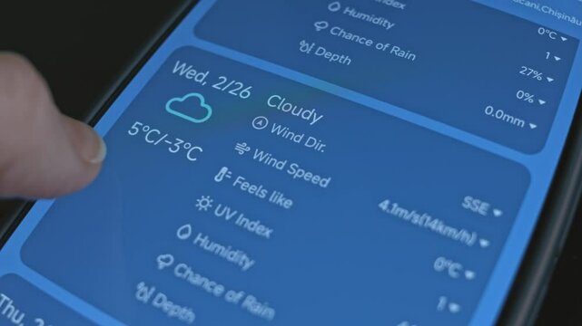 Checking the weather for next week on weather app