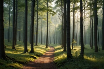 Fototapeta premium a dirt path through a forest