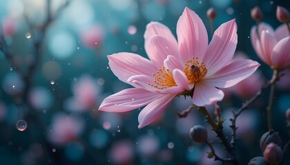 Pink Flower Blossom Close-up with Soft Bokeh Background and Artistic Flair