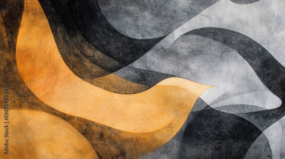 Fototapete abstract layers of muted amber pencil strokes create a harmonious interplay of texture and shape