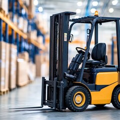 A forklift operating safely in a warehouse environment demonstrating proper handling of goods and efficient storage solutions