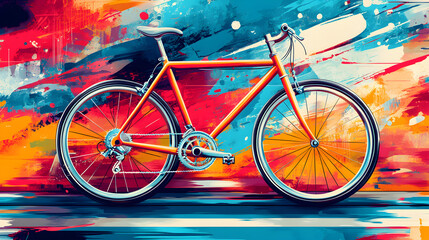 Fototapeta premium Colorful Bicycle on Abstract Background