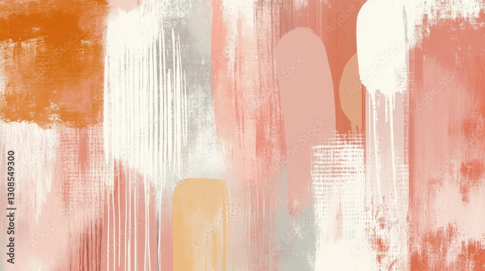Poster Abstract pencil strokes create a harmonious composition of warm and cool tones in a modern art style for creative expression