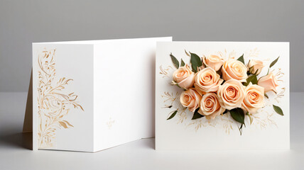 An Elegant Greeting card with attractive floral designs on a white background for birthday, anniversary and festival occasions.