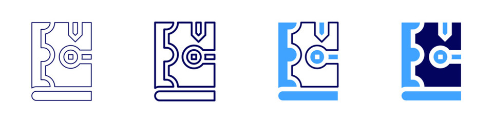 Book excerpt icon in 4 different styles. Thin Line, Line, Bold Line, Duotone. Duotone style. Editable stroke