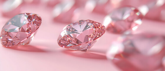 Pink diamonds on pink, luxury background