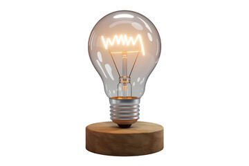 Illuminated Light Bulb with Wooden Base, Perfect for Interior Design 