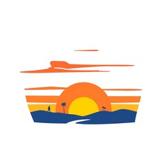Vibrant Sunset T-Shirt Design with Warm Orange, Yellow, and Pink Hues