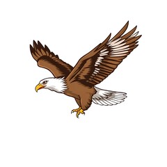 Obraz premium Majestic Eagle in Flight - Vibrant T-Shirt Print Design in Brown and Grey