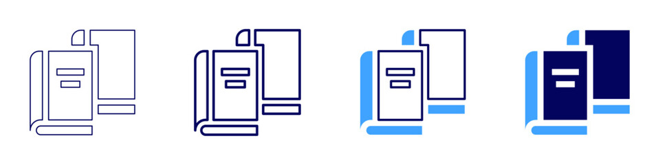 Colonial literature​ icon in 4 different styles. Thin Line, Line, Bold Line, Duotone. Duotone style. Editable stroke