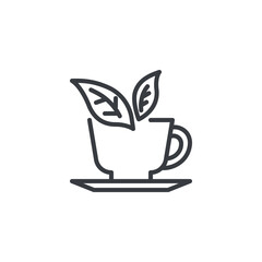 Green Tea Leaves line icon