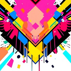 Bold Geometric T-Shirt Design with Vibrant Colors on White Background