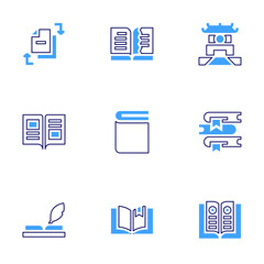 Literature icon set. Bold line style. Duotone colors. Editable stroke. open book, book, change, temple of literature