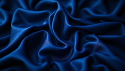 Fototapeta premium Luxurious dark blue satin fabric with soft, smooth texture and elegant drape