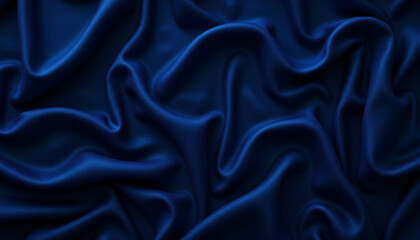 Fototapeta premium Luxurious dark blue satin fabric with soft, flowing texture and sheen