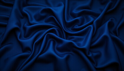Fototapeta premium Luxurious dark blue silk satin fabric with smooth texture and elegant drape