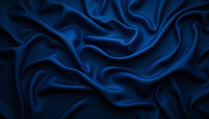 Fototapeta premium Luxurious dark blue fabric with soft, flowing texture and elegant folds