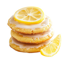 Sweet Lemon Glaze Cookies on transparent background.