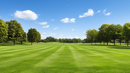 Obraz premium Lush Green Park Landscape Under a Sunny Sky