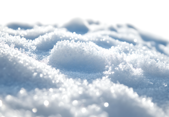 A close-up of a snow isolated on white and transparent background. PNG