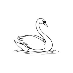 Elegant Single Line Swan T-Shirt Design - Minimalist Black Ink Graphic Art