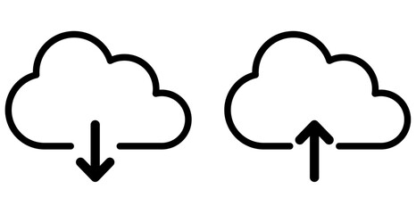 クラウド　ダウンロード　アップロード　アイコンイラストセット