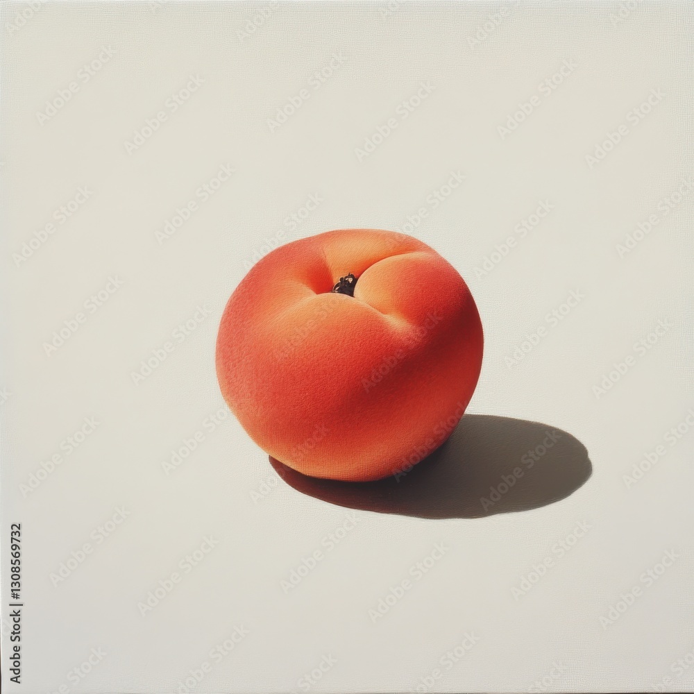 Poster ready to enjoy, a ripe peach shines with its velvety surface and inviting colors against a softly li