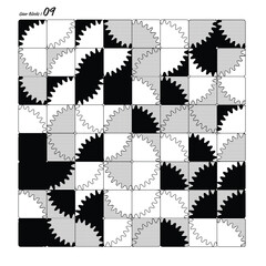 Creative Vector Art - Gear Blocks Series I - Item 09. A unique, original, completely random and unparalleled pattern design.