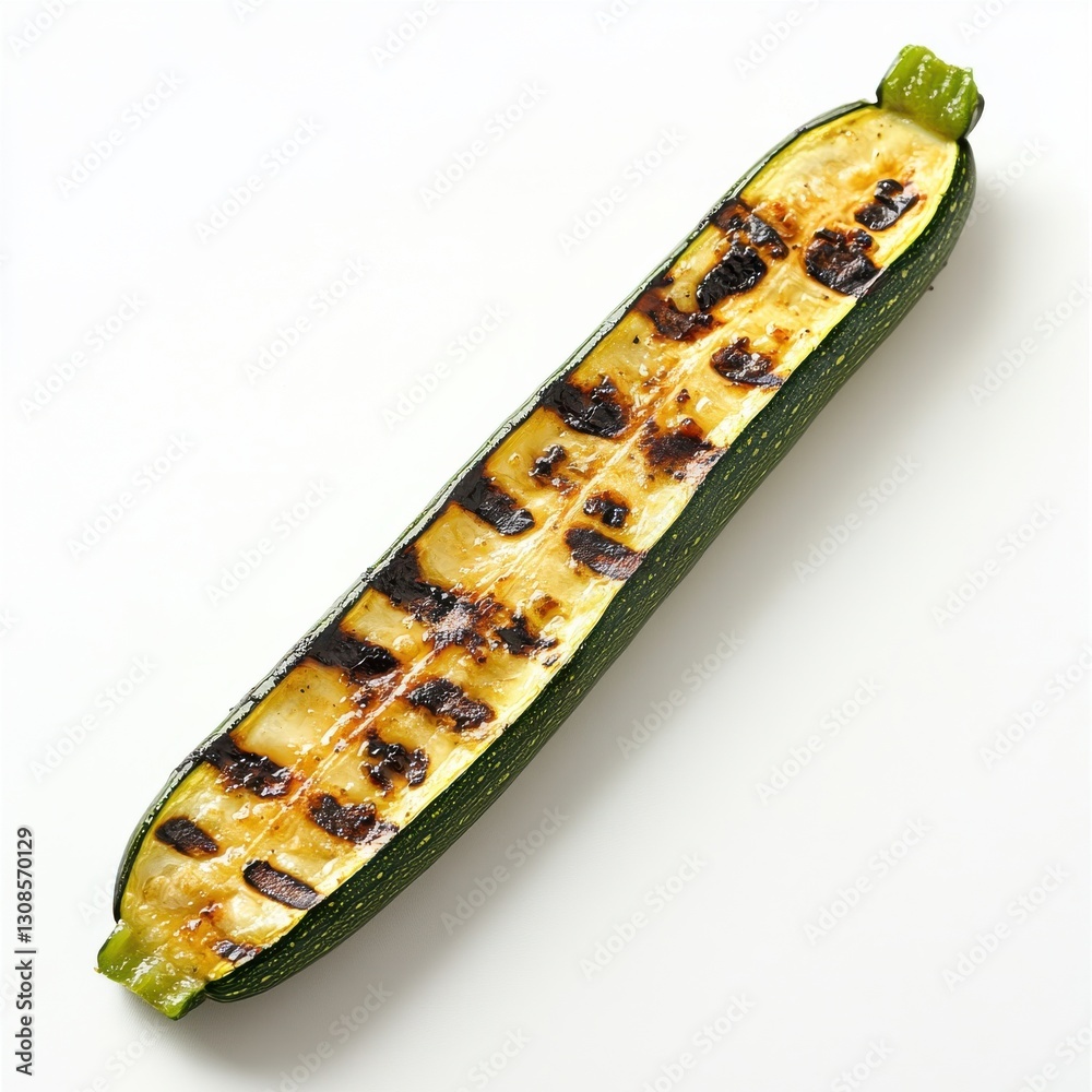 Poster grilled zucchini spear with perfect char showcasing vibrant colors and seasonal freshness from a sum