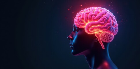 Colorful brain lights up a dark bulb, innovative concept, background, wisdom