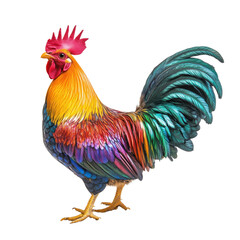 Fototapeta premium Vibrant Rooster on White Background on transparent background.