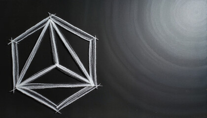 Chalk-drawn geometric figure on blackboard for educational materials, design projects, art presentations, websites, academic blogs, and creative digital content