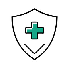 Obraz premium Health shield icon with medical cross, health protection, life insurance