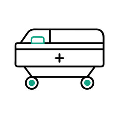 Medical cot on wheels, mortuary