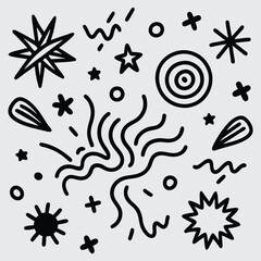 Trendy Abstract Doodle Pattern with Hand-Drawn Elements – Vector Design
