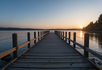 Fototapeta premium A wooden pier with a dock and a pier