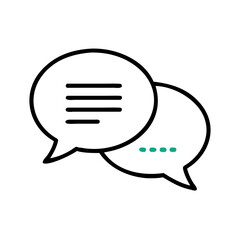 Two speech bubbles representing communication and dialogue