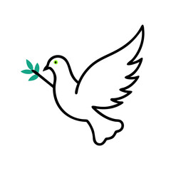 Dove holding olive branch in minimalist design, Dove of peace, diplomacy