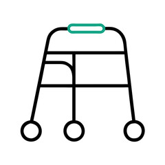 Walker for elderly support on a white background