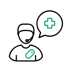 Fototapeta premium A medical professional offering advice using a speech bubble, calling a medical professional, medical help