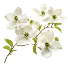 Fototapeta premium White Dogwood Blossoms Background on transparent background.