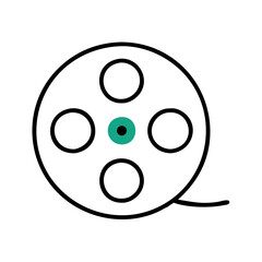 Fototapeta premium Film reel icon in minimalist design, film screening, cinema