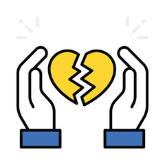 Broken Heart vector filled outline icon. EPS 10 file