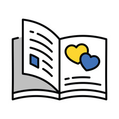 Love Book vector filled outline icon. EPS 10 file